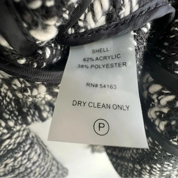 Calvin Klein Womens Black/White Tweed Knit Blazer Button NWT Textured Boucle 14 - Picture 14 of 16